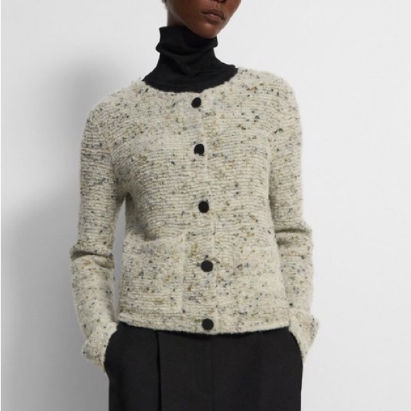 Theory Sweaters - NWT Theory Crew Neck Wool Cardigan Jacket in Knit Bouclé